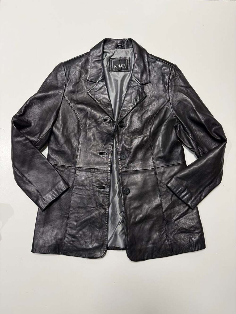 Adler Collection Women's Large Black Genuine NZ Lambskin Leather Blazer Jacket 3